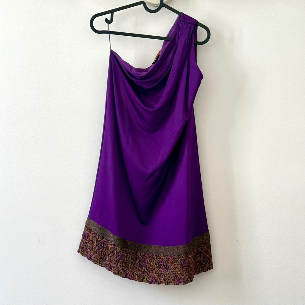 Missoni Purple One-Shoulder Dress with Embroidered Hem Size 40 - Picture 3 of 9
